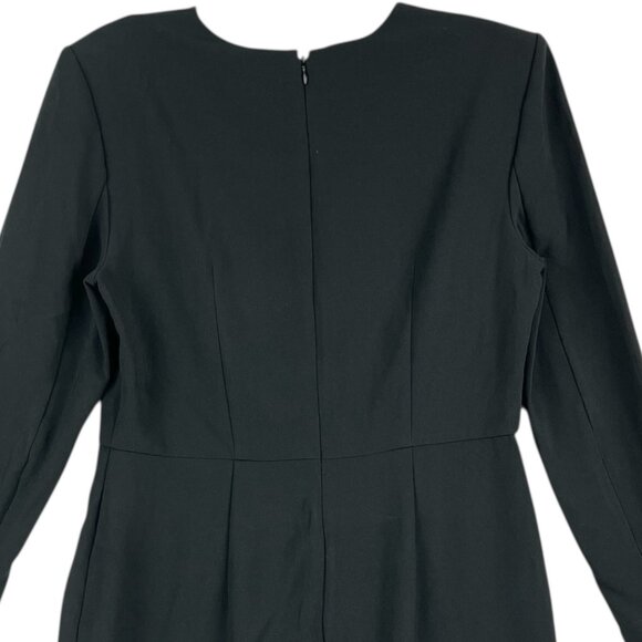 Sergio Hudson Women's Black Long Sleeve Zip Back Midi Sheath Dress Sz Large NWT - Picture 4 of 14